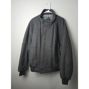 Vintage Eagle Pass Wool Coat Plaid Flannel Lined Bomber Jacket Men's XL Gray 90s